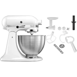 KitchenAid Küchenmaschine »5K45SSEWH+SFGA+KCCA WEISS«, Gratis Fleischwolf, Spritzgebäckvorsatz (Wert Ca. 129,-UVP)
