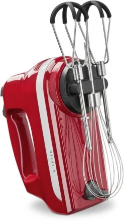 KitchenAid Handrührer Mit Flexi-Rührer In Empire Rot -Kitchenaid 5KHM6118ER 6 speed hand blender and flex edge beaters storage P210161KP 032z