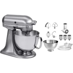 KitchenAid Küchenmaschine »5KSM175PSECU+5KSMVSA CONTOUR SILVER«, Mit Gratis Gemüseschneider Und 3 Trommeln (Wert Ca. 129,- UVP)