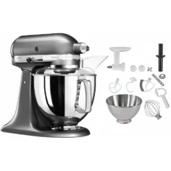 KitchenAid Küchenmaschine »5KSM175PSEMS MEDALLION-SILBER«, Mit Gratis Fleischwolf+Spritzgebäckvorsatz (Wert Ca. 129,-UVP)