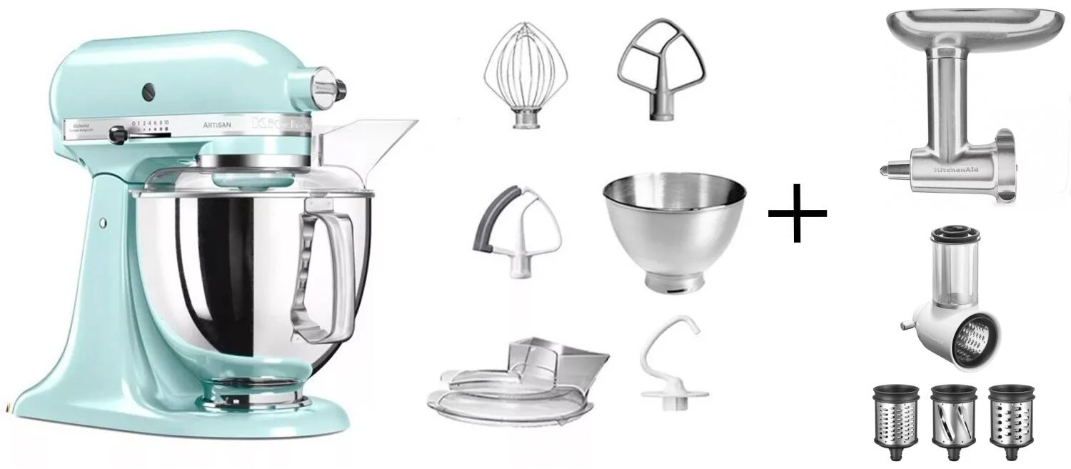 KitchenAid Küchenmaschine ARTISAN 175PS Eisblau Kochprofi-Set 1 KitchenAid Küchenmaschine ARTISAN 175PS Eisblau Kochprofi-Set