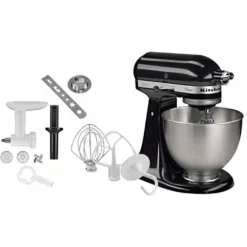 KitchenAid Küchenmaschine »5K45SSEOB ONYX BLACK«, Gratis Fleischwolf, Spritzgebäckvorsatz (Wert Ca. 129,-UVP)